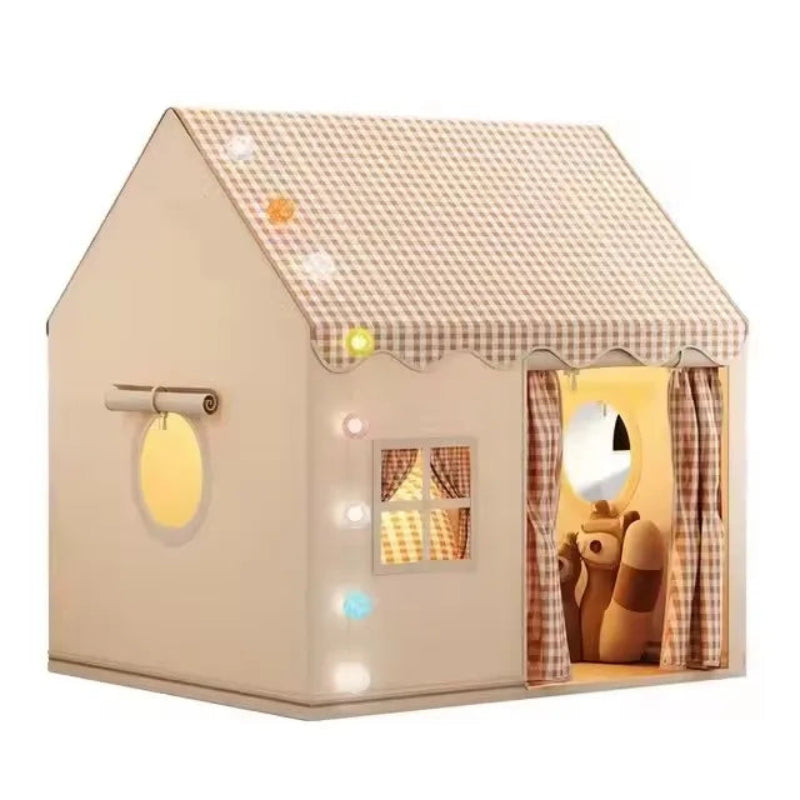 Children's playhouse with checkered roof 