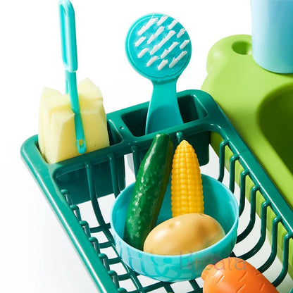 Kids Kitchen Sink Toy with Running Water – Electric Pretend Play Dishwasher & Fishing Game Set